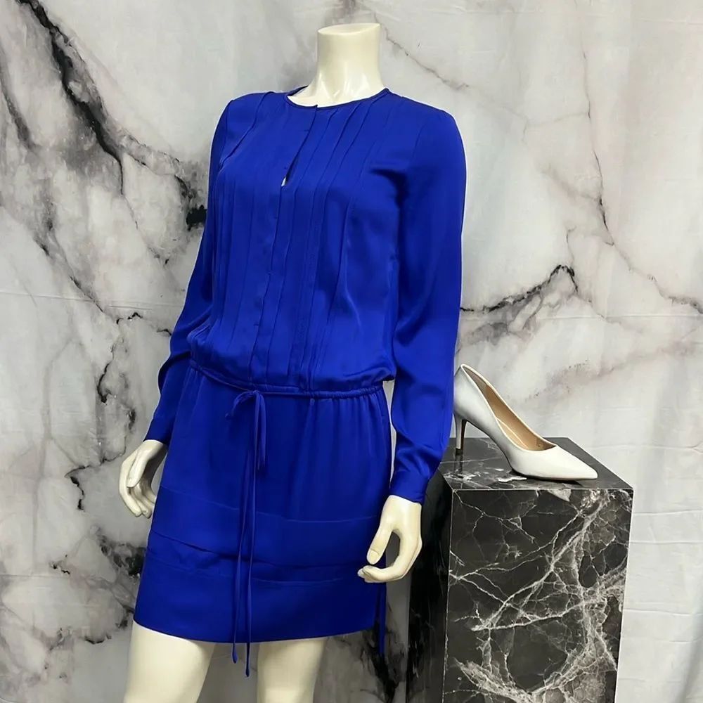 *Diana Von Furstenberg royal blue long sleeve silk dress